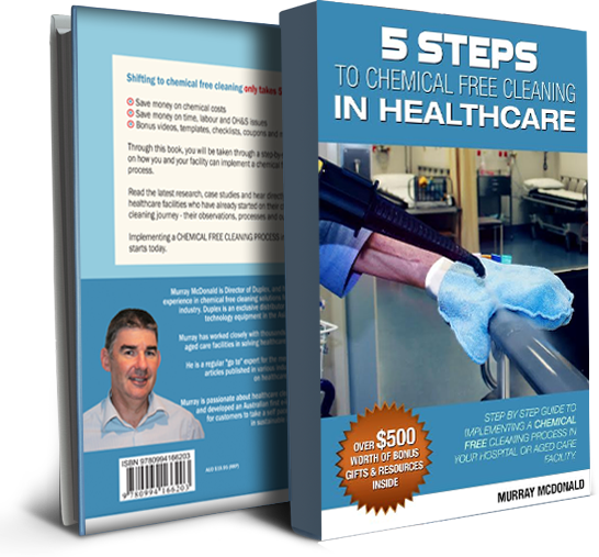 Image of the 'Cleaning in Healthcare' book, a comprehensive guide on maintaining hygiene standards in healthcare settings.