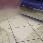 Image showcasing Duplex Cleaning Machines' technology for efficiently removing grease from hard floors in commercial settings.