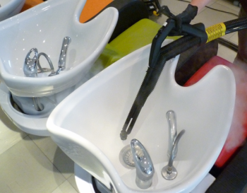 Image displaying Duplex Cleaning Machines' specialised approach for detailed cleaning of salon equipment and vanities, ensuring thorough sanitation.