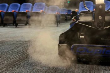 Image displaying Duplex Cleaning Machines' effective solutions for efficiently cleaning large surface areas in sports and fitness centres, including hard floors, safety floors, and carpets.