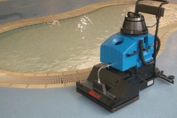 Image displaying Duplex Cleaning Machines' effective solutions for deep cleaning and drying hard floor areas in swim centres, particularly non-slip safety flooring.