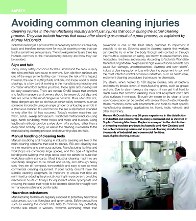 Avoiding common cleaning injuries