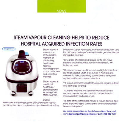 Steam vapour cleaning helps to reduce hospital acquired infection rates