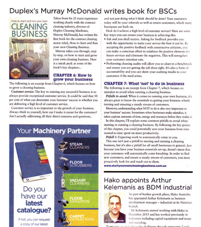 Murray McDonald of Duplex Cleaning writes and publishes a book to help cleaners starting their own business