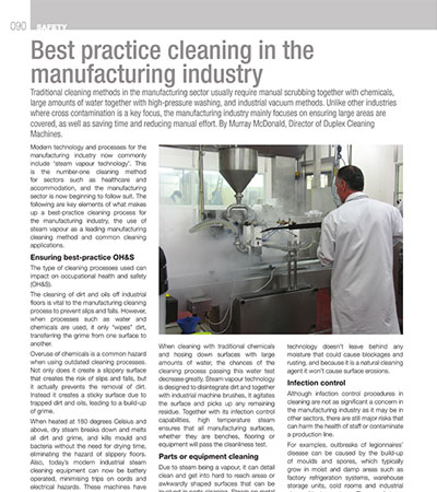 Best Practice Cleaning in The Manufacturing Industry