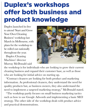 tips and guidance for startup cleaning product distributors, are provided through a series of workshops and training programs which also cover product knowledge
