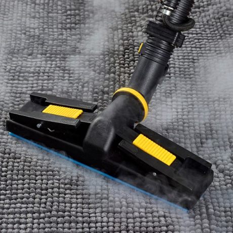 Image of high-powered steam vacuum cleaner by Duplex Cleaning Machines in action, sanitising an area affected by a gastro outbreak.
