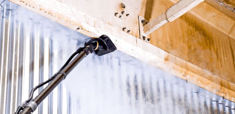 Image of the Tess High Ceiling Cleaning System effectively cleaning high ceilings.