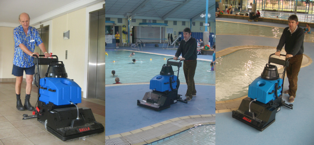 Walk-behind industrial floor cleaners