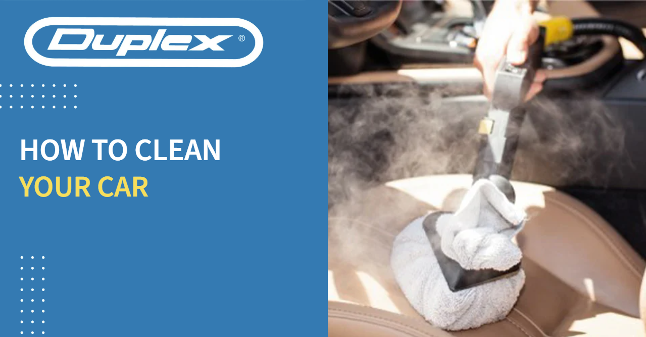 Steam cleaner cleaning a car seat – How to Clean Your Car banner