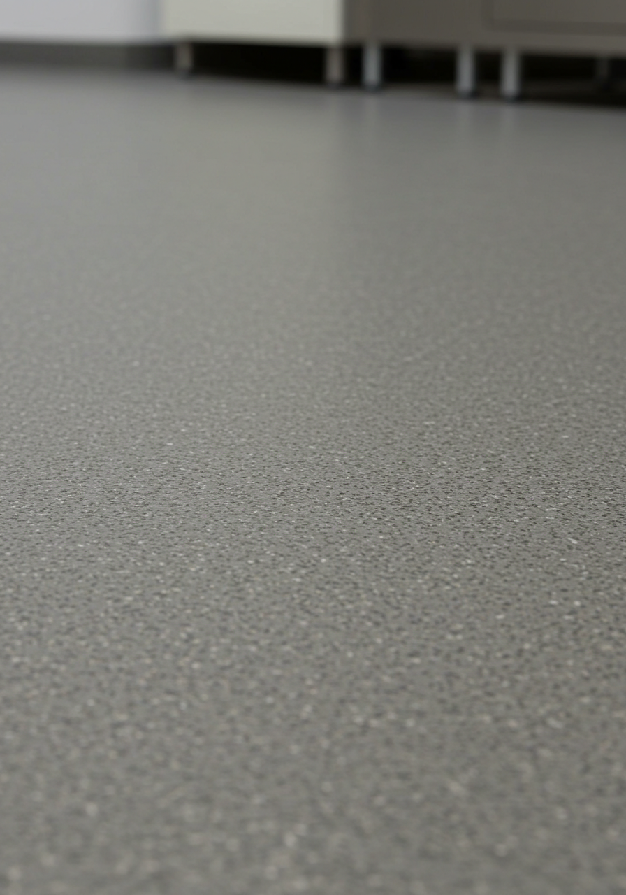 Close-up of Altro safety flooring with textured surface in a commercial kitchen environment.